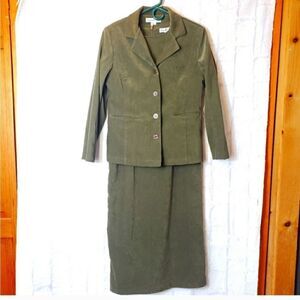 SAMANTHA TAYLOR Pine Green Moleskin Dress & Blazer Set 6P